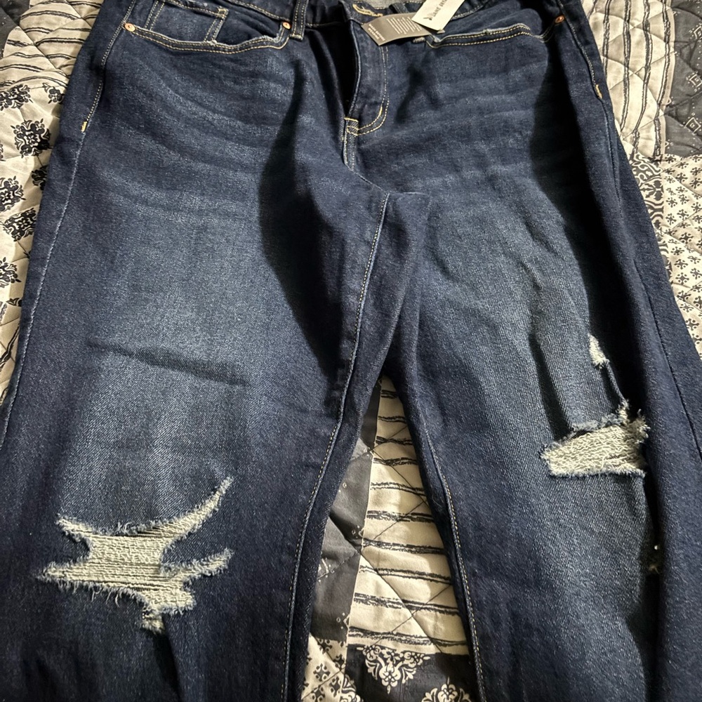 Lane Bryant Dark Blue Distressed Boyfriend Jeans
